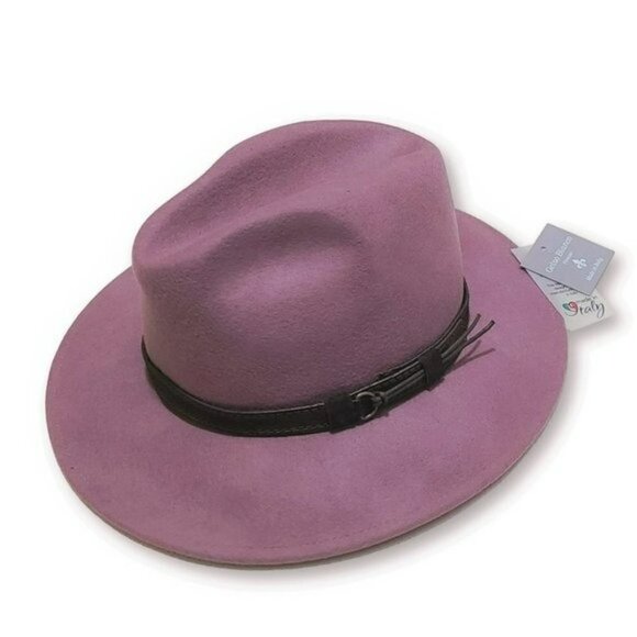 NWT CINTELLI & GALLUZZO Italy Wool Leather Trim Felt Fedora Hat - Picture 4 of 6